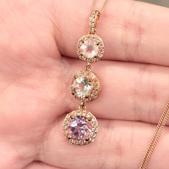 Jewelry - Elegant Gold and Pink Pendant Necklace